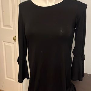 Women’s Coercion Black Dress Long Sleeves W/Bell tie Sleeves Midi Size S to Med